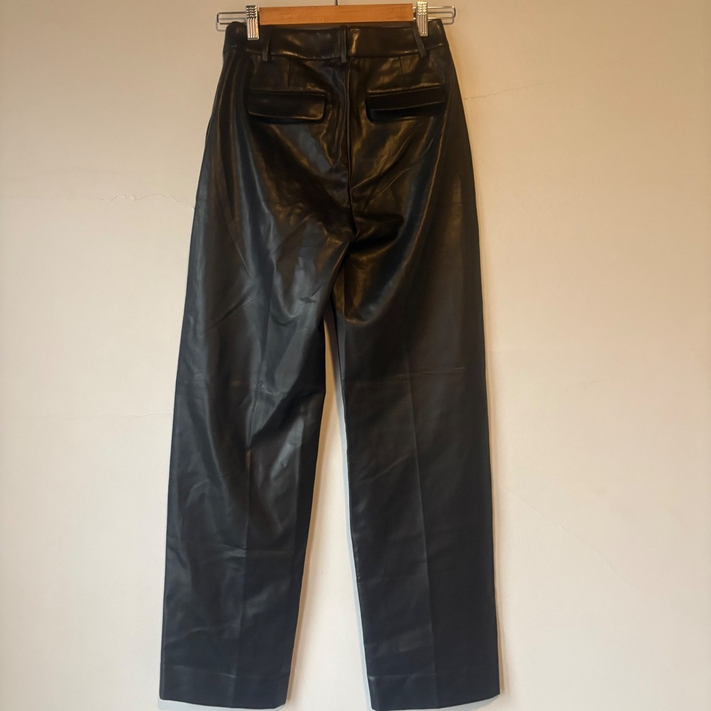 NWT J. Crew‎ Straight-Leg Essential Pant in Faux Leather Black Size 00 - Picture 6 of 8
